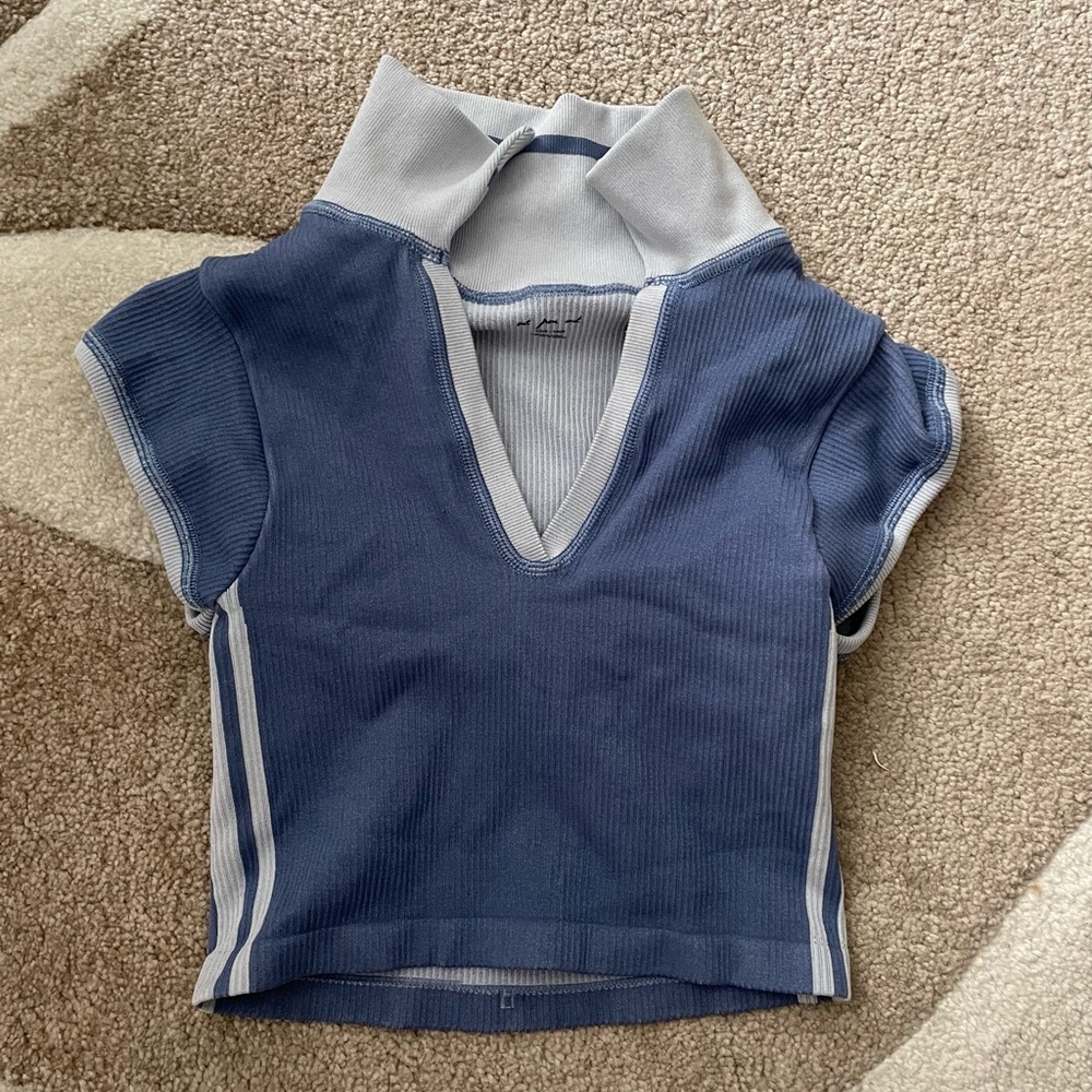 Urban Outfitters Blue and Gray Polo Top